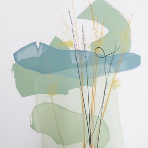 2024, sorglos &uuml;ber den ufern, 9-farbiger Siebdruck, 70 x 50 cm
